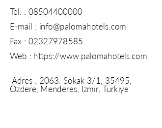 Paloma Pasha Resort iletiim bilgileri